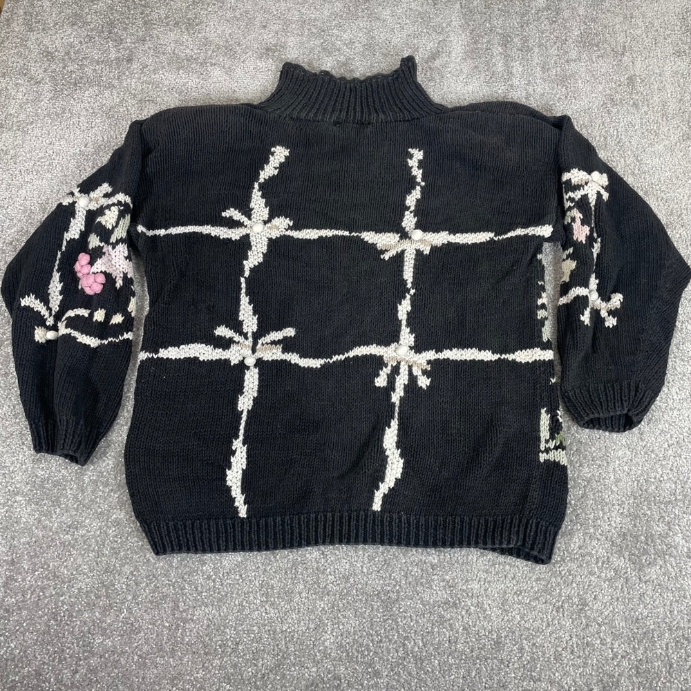 Jennifer Reed Sweater Womens Large Floral Chunky Knit Vintage Grandma - Picture 6 of 12